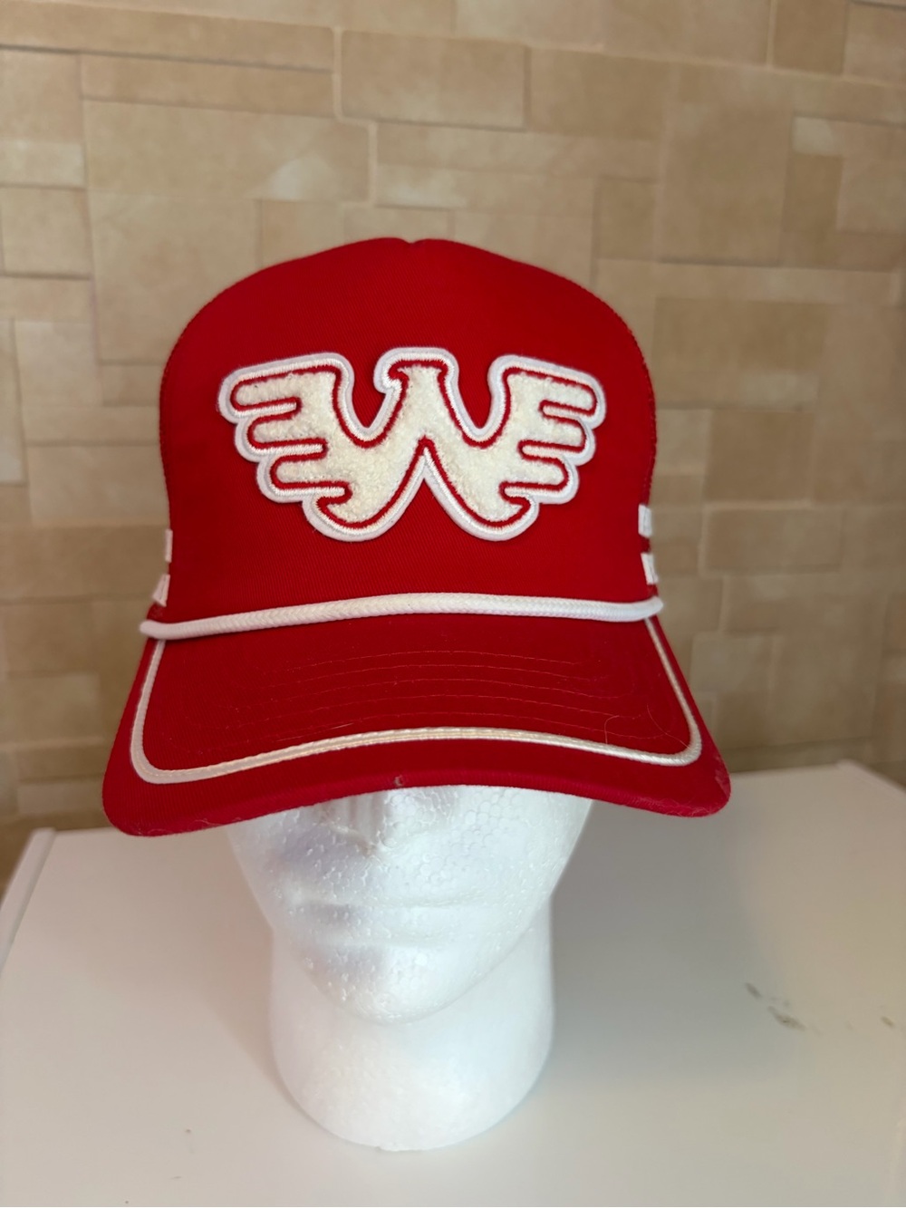 Seager Waylon Jennings Red Trucker Cap with White W Logo